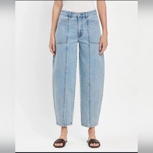 #968 Vervet Super High Rise Panel Detail Barrel Jeans